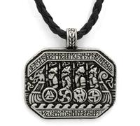 ZIAFRPN fashion Norse Raven Legendary The Viking Ship and Solider Battlebattlefield Amulet Pendant Necklace Viking Nordic Talisman prezzie