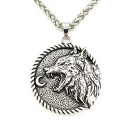 ZIAFRPN fashion Viking Fenrir Wolf And Moon Pendant Necklace Mens Vintage Scandinavian Gifts prezzie