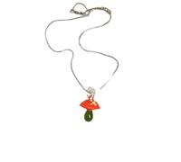 ZIAFRPN Glass Crystal Beads Mushroom Pendant Necklace Starfish Freshwater Pearl Clavicle Chain Light Luxury Romantic Jewelry For Women