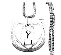 ZIAFRPN God Blessed The Broken Road That Let Me Straight To You Horse Shoes Necklace Stainless Steel Heart Couple Chain Jewelry NZZZ542