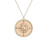 ZIAFRPN Gold Compass Polaris Men's Compass Gold Anchor Vintage Wax Print Necklace Jewelry
