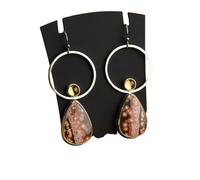 ZIAFRPN Gorgeous Silver Geometry Waterdrop Yellow Orange Stone Dangle Earrings for Women Jewelry