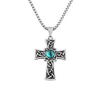 ZIAFRPN gothic necklace Vintage Braided Cross Pendant Necklace For Men Women Religion Rock Punk Blue Stone Necklace Amulet Jewelry Gifts congratulations gifts