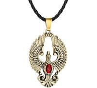 ZIAFRPN Gothic Red Crystal Phoenix Bird Necklace Protection Pendant Men Retro Punk Black Rope Slavic Crow Amulet Jewelry Friends Gifts