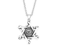 ZIAFRPN Gothic Vintage Hexagram Magic Eye Pendant Necklaces For Men Women Punk Fashion Religious Jewelry Gifts congratulations gifts