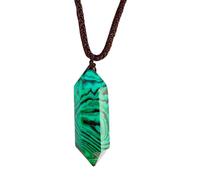 ZIAFRPN Green Amber Crystal Quartz Stone Pendant Hexagonal Prism Black Natural Flower Pattern Pendant Necklace Healing Peace Amulet