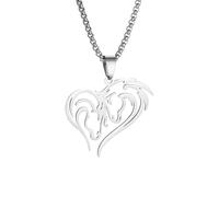 ZIAFRPN Heart Shaped Horse Head Animal Pendant Necklace Suitable for Men and Women Lucky Club Gifts