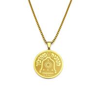 ZIAFRPN Hebrew Star of David Pendant Necklace for Women Men Stainless Steel Gold Color Israel Jewish Bell Chain Jewelry NZZZ785S02