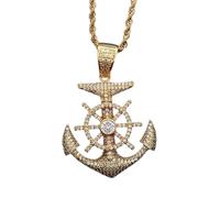 ZIAFRPN Hip Hop Ice Out Anchor Pendant Necklace for Men Women Fashion Rock Jewelry Music Festival Party congratulations gifts