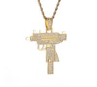 ZIAFRPN Hip Hop Ice Out Uzi Submachine Gun Weapon Pendant Necklace for Men Boys Fashion Rock Punk Jewelry Gift congratulations gifts
