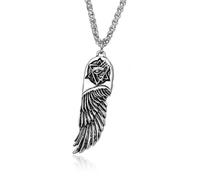 ZIAFRPN Hokech Mens Egyptian Eye of Horus Angel Wing Pendant Necklace Stainless Steel Chain Jewelry Accessories