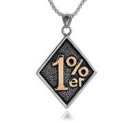 ZIAFRPN Hokech Mens Stainless Steel 1% er One Percent Pendant Outlaw Motorcycle Biker Necklaces Fashion Jewelry Chain