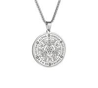 ZIAFRPN Hokech Seven Angels Stainless Steel Seal Medal Pendant Men's Necklace Fashion Charm Star of David Six Pointed Star Jewish Jewelry