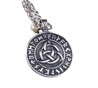 ZIAFRPN Icelandic Helmet Horror In Runic Circle Pendant Magical Staves Compass Rune Amulet Necklace