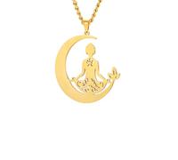 ZIAFRPN Indian Buddha Yoga Meditation Necklace for Women Moon Healing Pendant Spiritual Amulet Jewelry