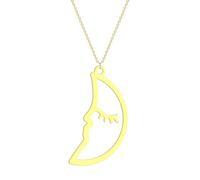 ZIAFRPN jewelry Crescent Moon Face Connector Pendant Necklace for Women Girls Moon Face Charm Neck Chain Spirit Totem gift