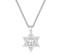ZIAFRPN jewelry Star of David Necklace Jewish Chai Kabbalah Pendant Necklace Hebrew Letter Necklace for Women Men Gift gift