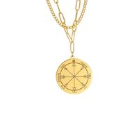 ZIAFRPN Key of Solomon Seal Pendant Necklace for Women Double Layer Chain Pentacle Talisman n Jewelry