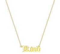 ZIAFRPN Kind Letter Handmade Golden Necklace Choker Women Ancient English Font Pendants Retro Compliment Necklace