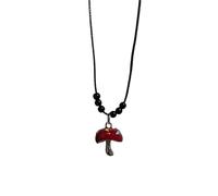 ZIAFRPN Korean Fashion Colorful Drip Glaze Mushroom Heart Pendant Necklace for Women Girls Clavicle Rope Chain Neck Aesthetic Jewelry