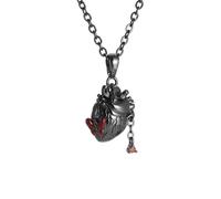 ZIAFRPN Ladies Gothic Black Anatomical Heart Necklace Red Zircon Pendant Girls Sophisticated Hip Hop Rock Party Favor