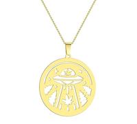 ZIAFRPN Lsd Psychedelic Ufo Alien Pendant Necklace for Women Girls Laser Cut Spacecraft Charm Neck Chain gift
