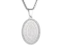 ZIAFRPN Medal Pendant Inlaid Zircon Necklace for Men Women Church Wear Prayer Jewelry Gift congratulations gifts