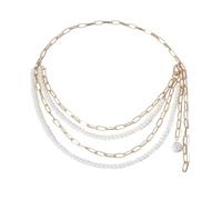 ZIAFRPN Men's and women's jewelry European and American jewelry multi-layer tassel chain body chain dress decorated pearl waist chain women Wedding