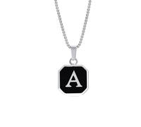ZIAFRPN Men's necklace A-Z Initial Letters Men Necklaces, Geometric Pendant with Box Cuban Rope Chain, Square Simple Collar fashion
