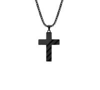ZIAFRPN Men's necklace American Flag Cross Pendant Necklaces for Men Boys,The US Flag Textured Pendant, Black Faith Jewelry fashion