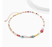 ZIAFRPN Men's necklace Baroque Simulated Pearls Cute Flowers Colorful Hand-woven Beaded Short Clavicle Chain Choker Necklace For Women Girls Jewelry fashion