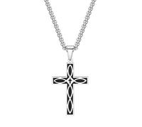 ZIAFRPN Men's necklace Cross Celtic Knot Necklaces for Men Women, Black Viking Pendant, Prayer Faith Jewelry Collar with Box Chain fashion