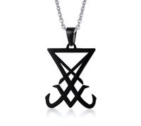 ZIAFRPN Men's necklace DEMON SIDE OF LUCIFER SATANIC JEWELRY SEAL SIGIL SYMBOL OF PENDANT NECKLACE IN BLACK GOTHIC SATAN UNISEX JEWELS fashion