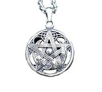 ZIAFRPN men's necklace, Men's five-pointed star and moon Pendant Necklace fashion punk Jewelry Gift,Personalized Gift