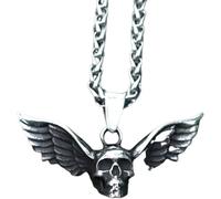 ZIAFRPN men's necklace, Men's Vintage Angel wing skull Rock Pendant Necklace for teens punk Jewelry,Personalized Gift
