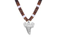 ZIAFRPN Men's necklace Simple Shark Teeth Pendant Necklace for Men Boys,Natural Coconut Shell Soft Clay Wood Beaded Choker,Animal Jewelry fashion