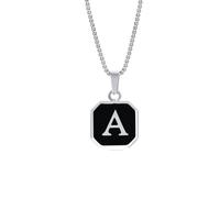 ZIAFRPN Men's necklace Square Initial Letters Necklaces for Men Boys, Geometric Pendant with Box Rope Chain Collar,Gift Jewelry fashion
