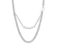 ZIAFRPN Men's necklace Unisex Cuban Link Chain Choker Necklaces, Adjustable Waterproof Collar, Simulated Pearl Charms Pendant fashion