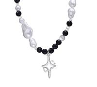 ZIAFRPN Men's necklace Unisex Irregular Simulated Balot Pearl Necklace Star Pendant Y2k Choker Collar Chain Fashion Simple Jewelry Men Women Gift fashion