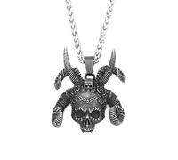 ZIAFRPN men's necklace,Vintage Horn And Skull Pendant Necklace Punk Hip Hop Unique Demon Necklaces For Men Biker Jewelry,Personalized Gift