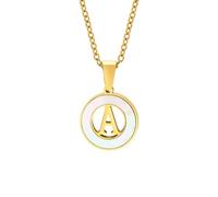 ZIAFRPN Men's necklace Women Initial Necklaces, Gold A-Z Letters with Shell Circle Pendant, Elegant Collar fashion