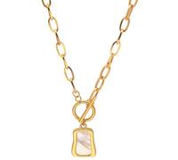 ZIAFRPN men's necklaces friendship necklace Geometric Trapezoidal Imitation Pearl Oyster Pendant Necklaces For Women OT Buckle Cha Necklace Jewelry Gifts