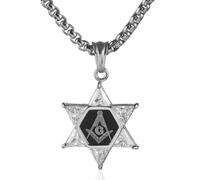 ZIAFRPN Men's Quality Metal Star of David Masonic Pendant Necklace Classic Punk Religious Style Amulet Jewelry congratulations gifts