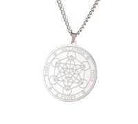 ZIAFRPN Metatron Cube Necklace Sacred Geometry Archangel Metatron Medal Pendant Protection Talisman