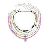 ZIAFRPN Mix and match butterflies multi-layered tassels rice beads necklaces women's contrasting pastoral letters flowers and necklaces Wedding