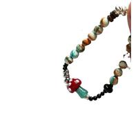 ZIAFRPN Mushroom Bead Bracelet for Women Natural Healing Crystal Jewelry Bohemian Style Elastic Wristband