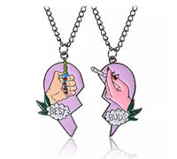 ZIAFRPN Necklace 2Pcs/Set Splice Best Friend Forever Couple Necklace Lighter and Cigarettes Broken Heart Shape Jewelry