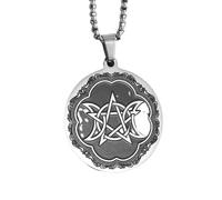 ZIAFRPN Necklace Double Moon Witching Pentagram Pendant Necklace for Men Personalized Good Luck Jewelry fashion