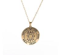 ZIAFRPN Necklace Fashion Jewelry Pentacle of Second Jupiter Necklace Seal of Solomon Talisman Amulet Hexagram Gold Color Chain Necklaces for Men gift