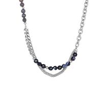 ZIAFRPN necklace men，Black Beads Cable Chain Women Trend Fashion Pendant Necklace Jewelry Gift For Girl Friend